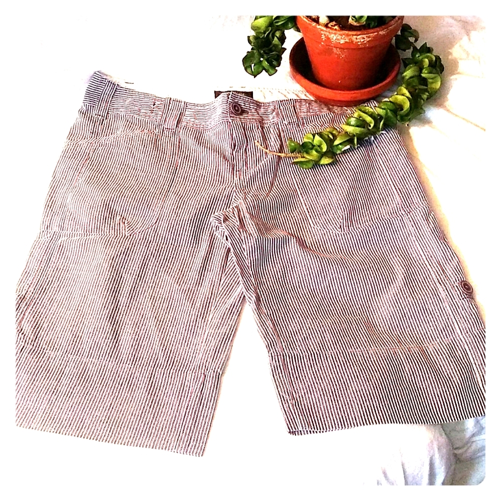 Eddie Bauer blue & white striped Bermuda shorts
